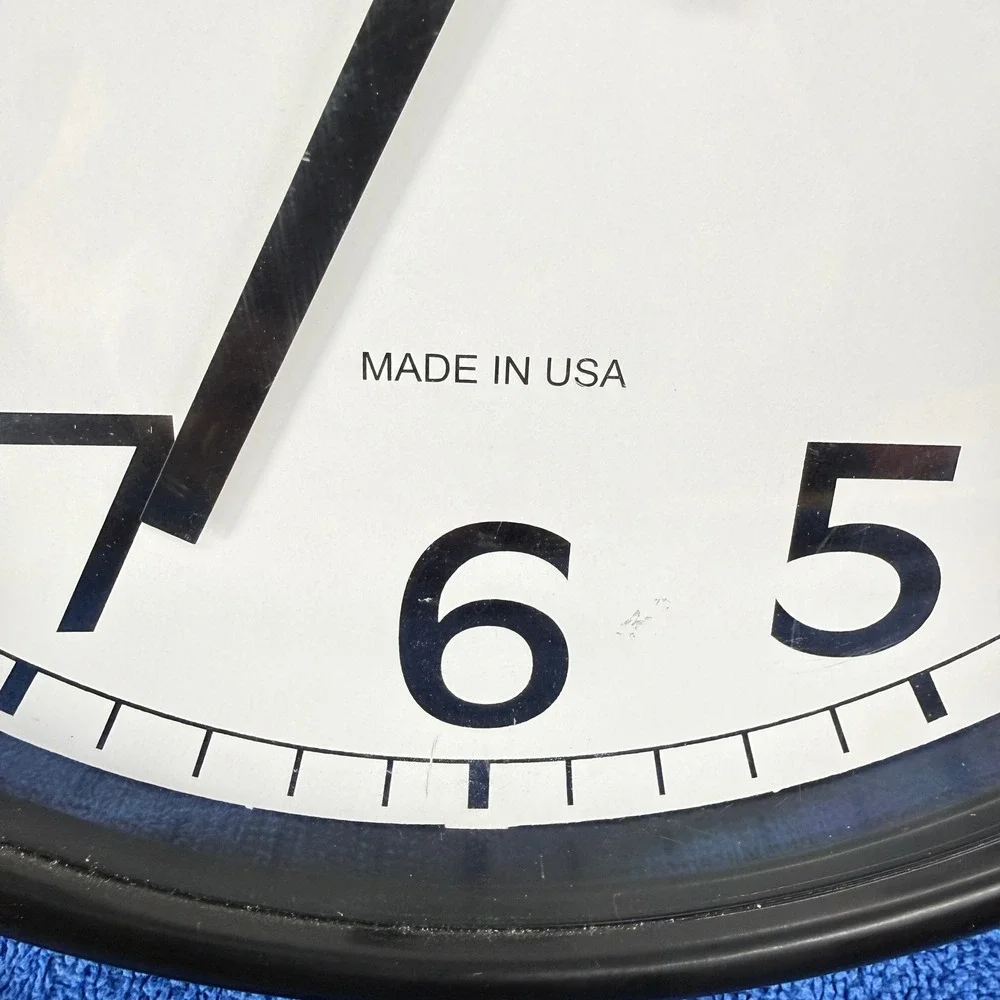 Sterling & Noble Wall Clock 9.5in Black Plastic Quartz Analog Made in USA